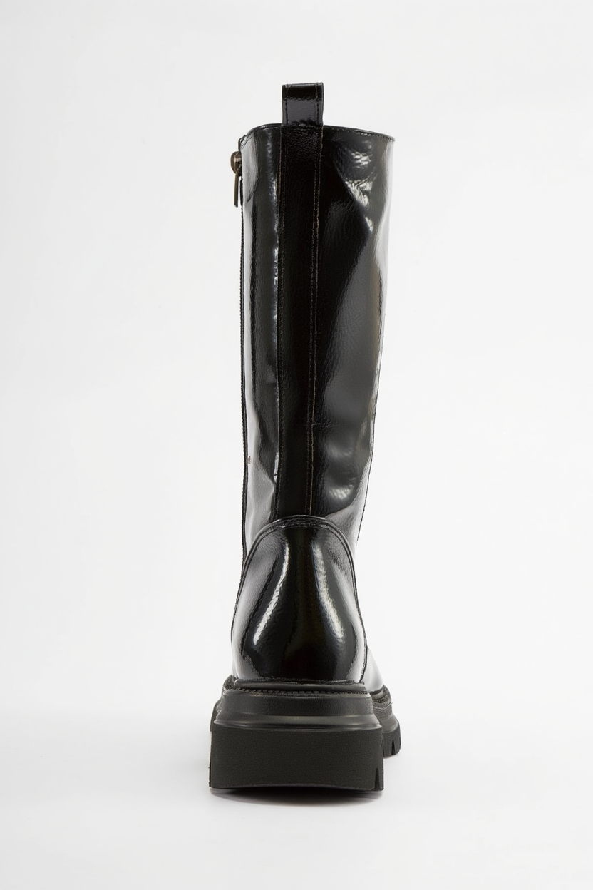 Piola - Bota de combate de charol negro (mujer)