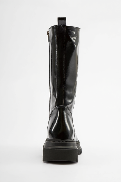 Piola - Bota de combate de charol negro (mujer)