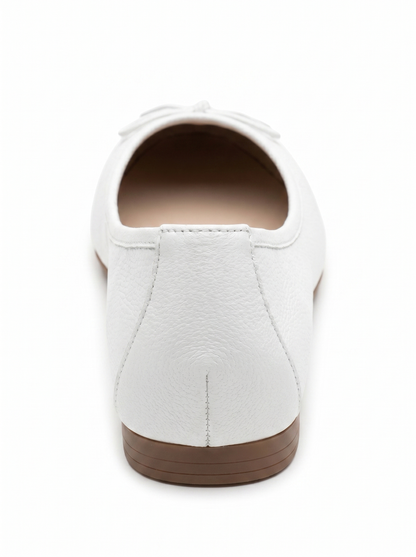 03 - Bailarina plana de piel auténtica blanca con purpurina (Mujer)
