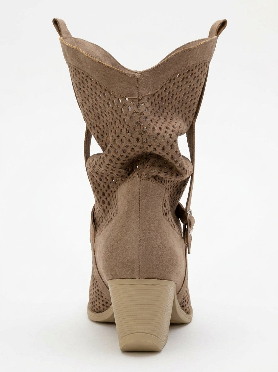 Bota Larry Dark Beige de tacón en bloque elástico (Mujer)