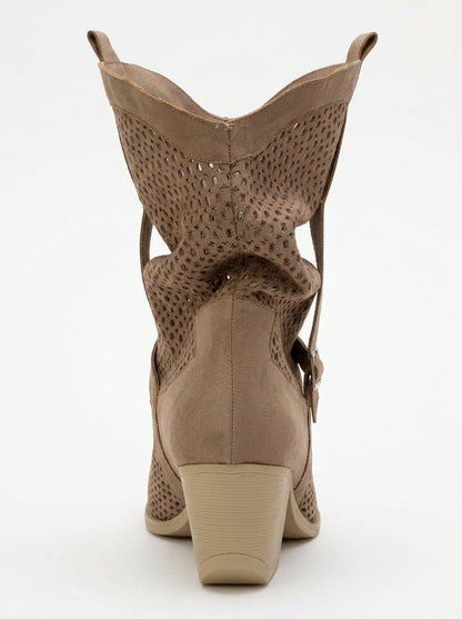 Bota Larry Dark Beige de tacón en bloque elástico (Mujer)