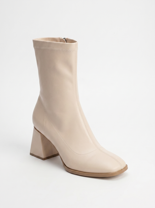 Plesa Beige Chunky Heel Boot (Women)