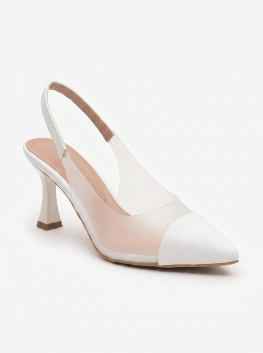 Moore - White Transparent Pointed Toe Pump (Women)