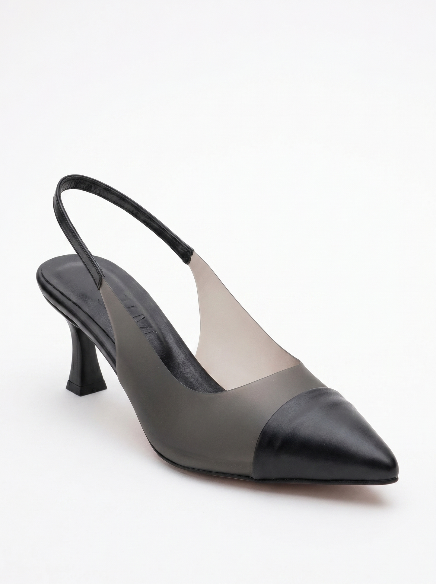 Moore - Zapatilla de tacón de aguja transparente negra (mujer)