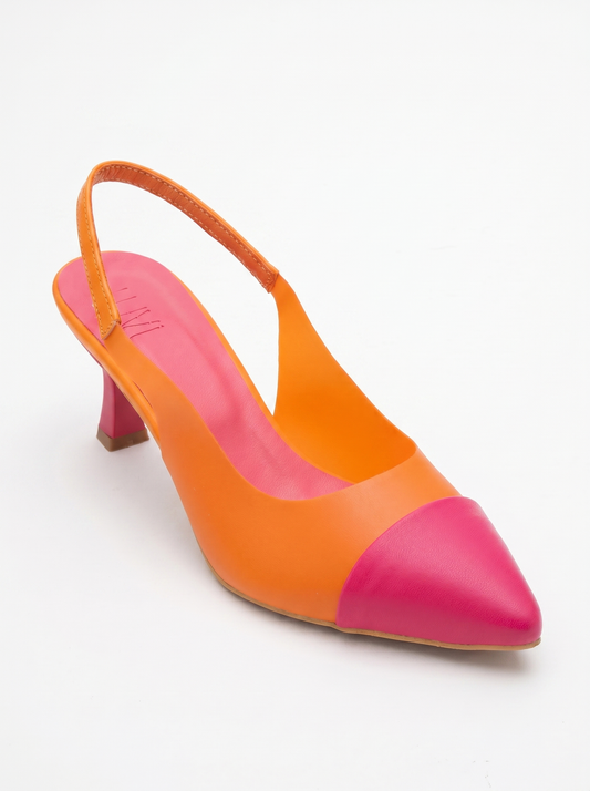 Moore - Orange Fuchsia Transparent Pointed Toe Pump (Women)