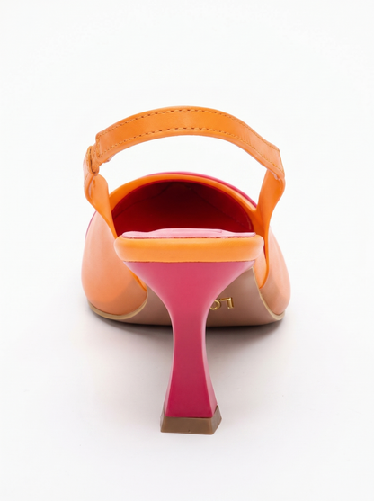 Moore - Zapatilla de tacón de punta transparente fucsia naranja (mujer)