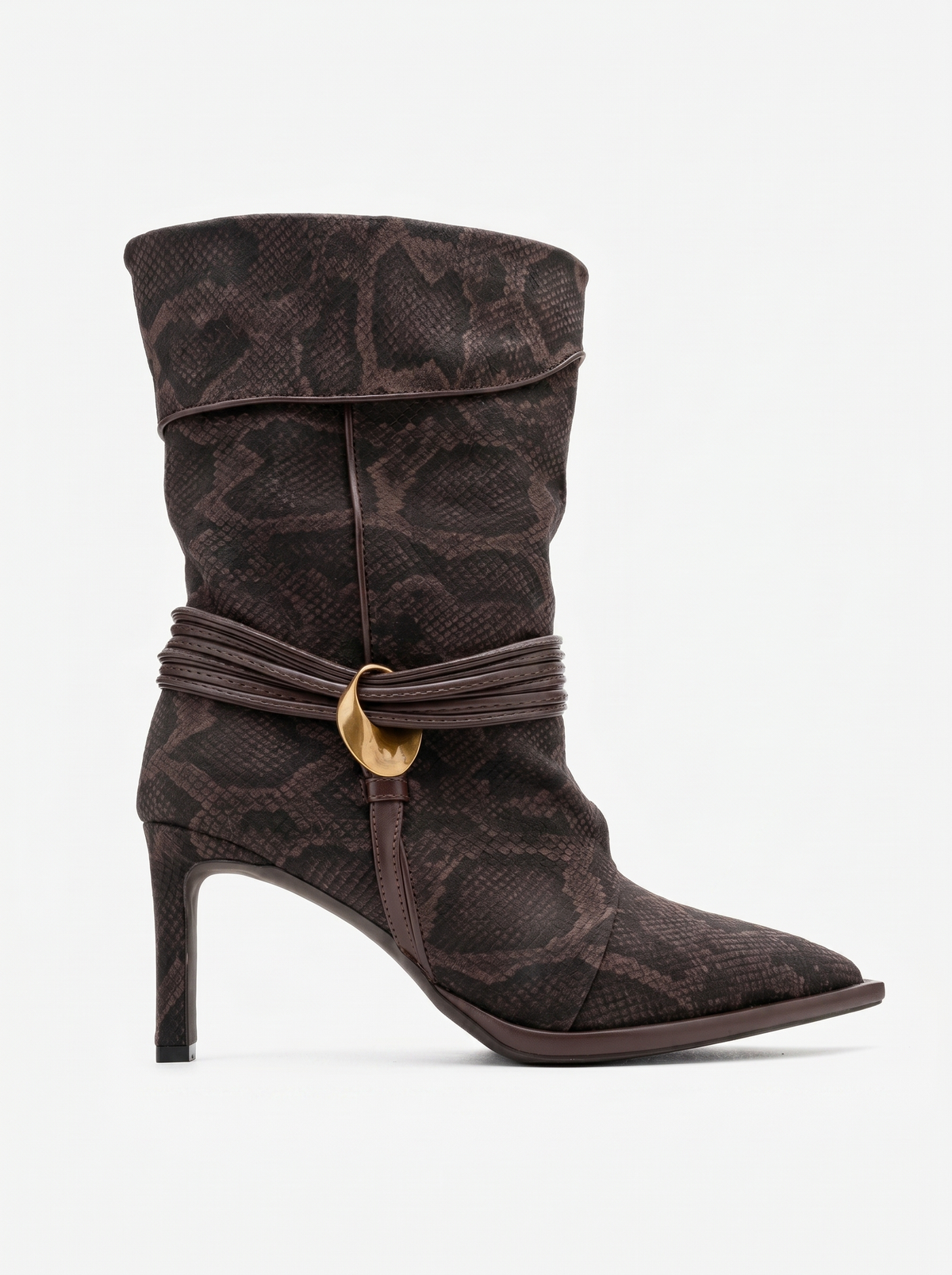 Myra - Brown Snake Embossed Boot (Women)