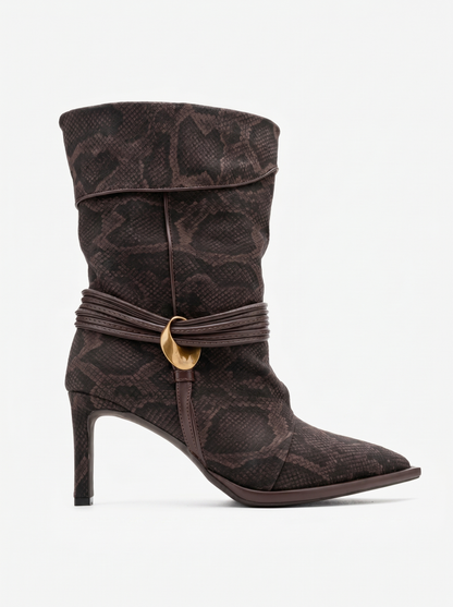 Myra - Brown Snake Embossed Boot (Women)