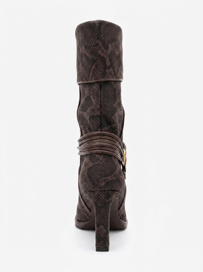 Myra - Brown Snake Embossed Boot (Women)