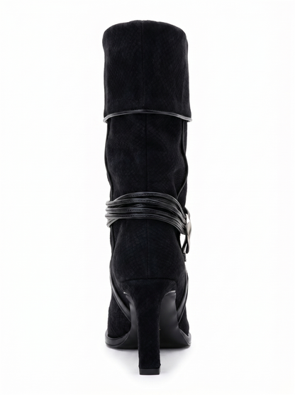 Myra - Black Snake Embossed Boot (Women)