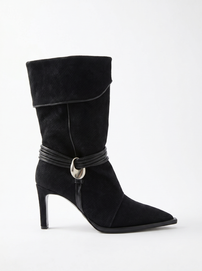 Myra - Black Snake Embossed Boot (Women)