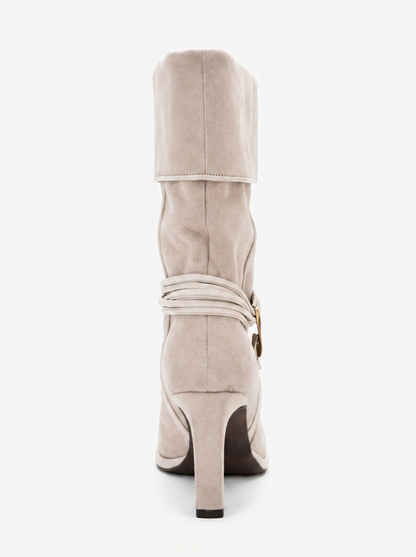 Myra - Beige Snake Embossed Boot (Women)