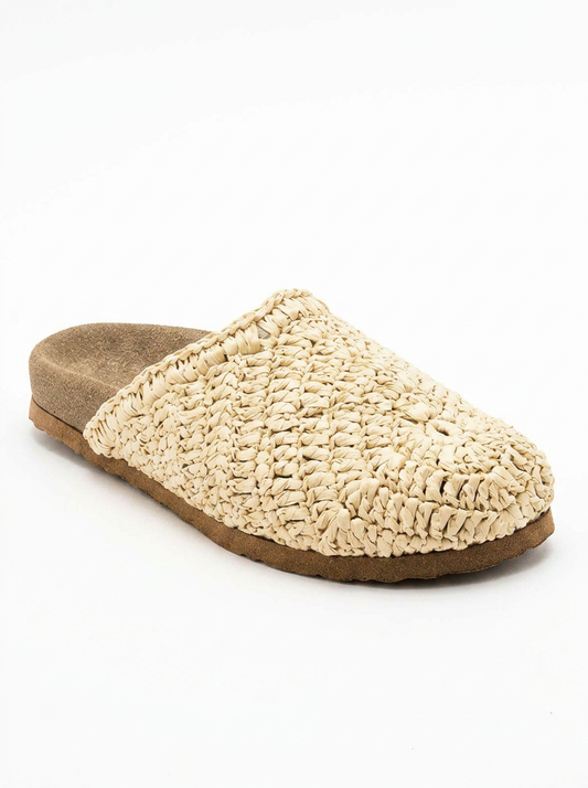 LOOP Beige Woven Slide Sandal (Women)