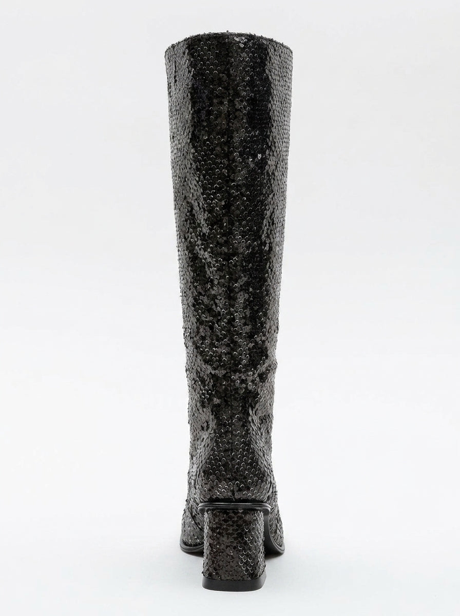 Bota Elly Black Pattern con Tacón Cuadrado (Mujer)