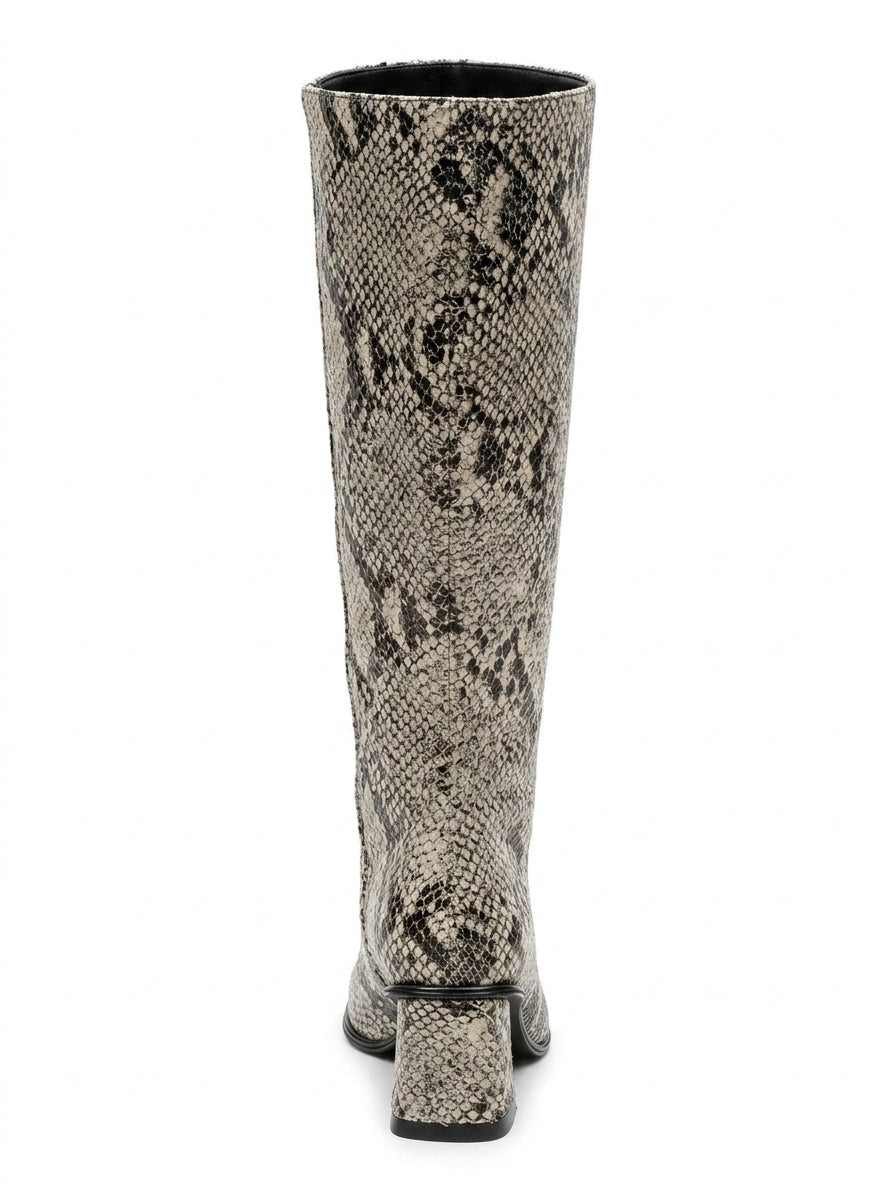 Bota Elly Black White Pattern de tacón en bloque (mujer)