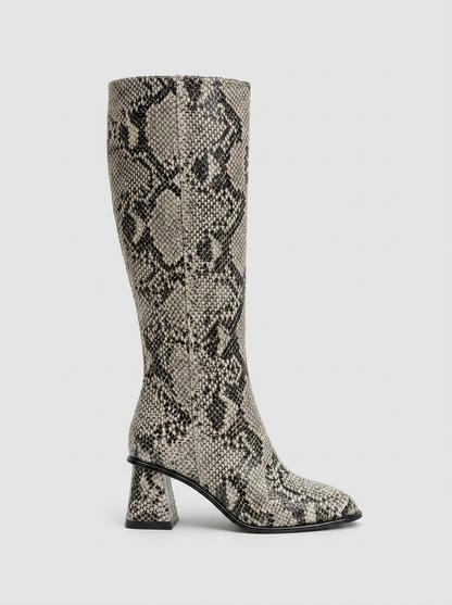 Bota Elly Black White Pattern de tacón en bloque (mujer)