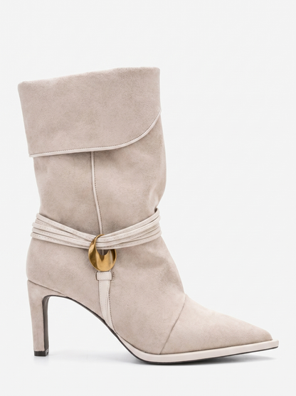 Myra - Beige Snake Embossed Boot (Women)