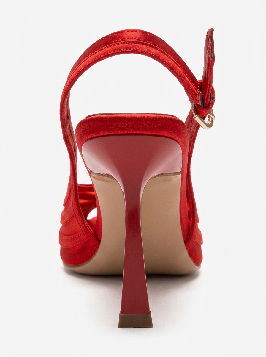 FAUNA - Zapatos de tacón de aguja de satén rojo (Mujer)