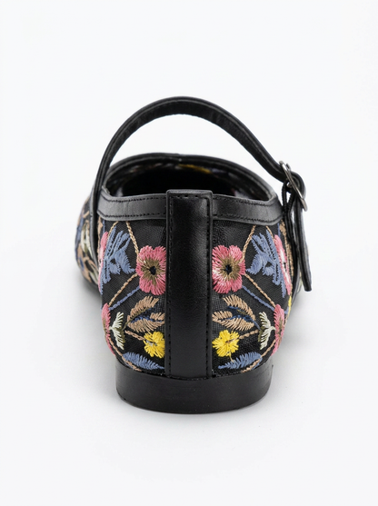 Fauna - Black Mesh Mary Jane Flats