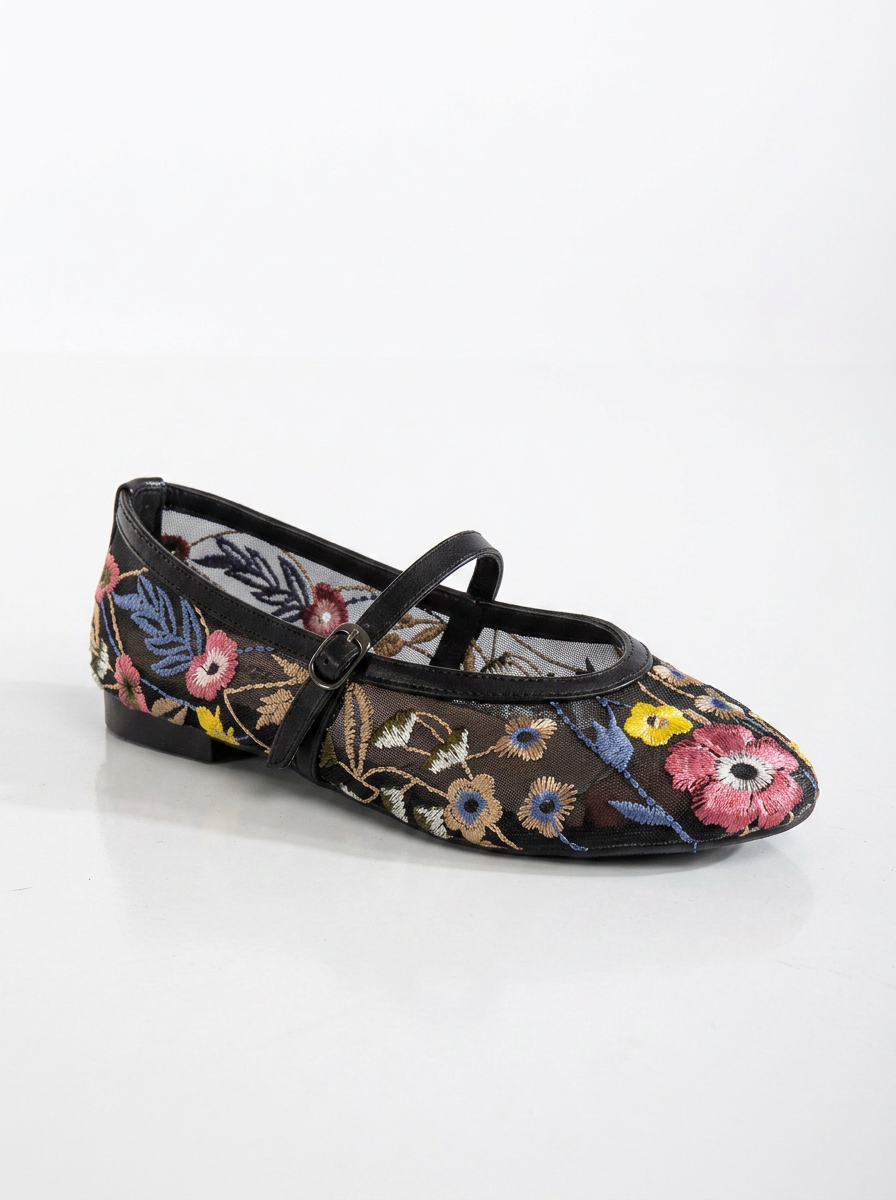 Fauna - Black Mesh Mary Jane Flats