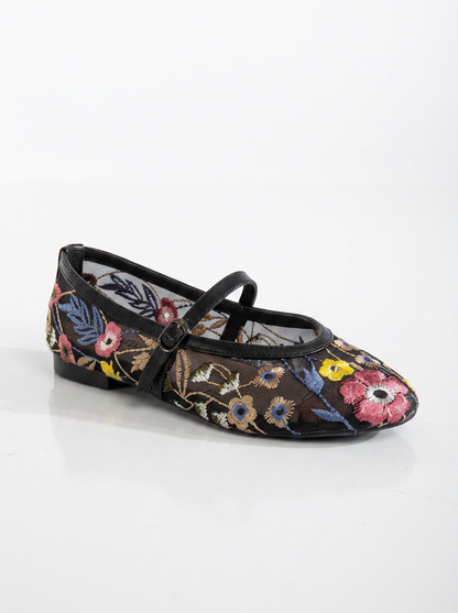 Fauna - Black Mesh Mary Jane Flats