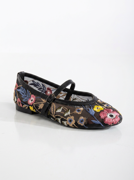 Fauna - Black Mesh Mary Jane Flats