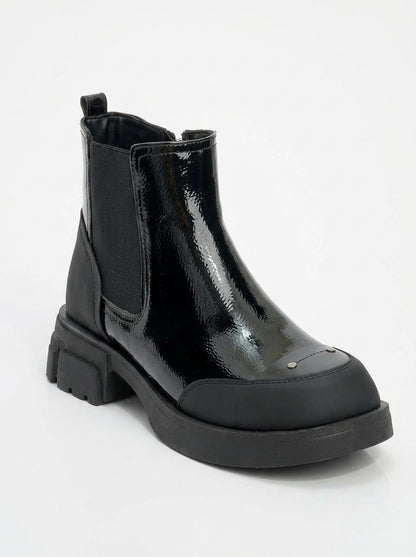 Albia - Bota de cremallera de charol negro (Mujer)