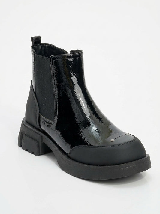 Albia - Black Patent Zip Boot (Women)