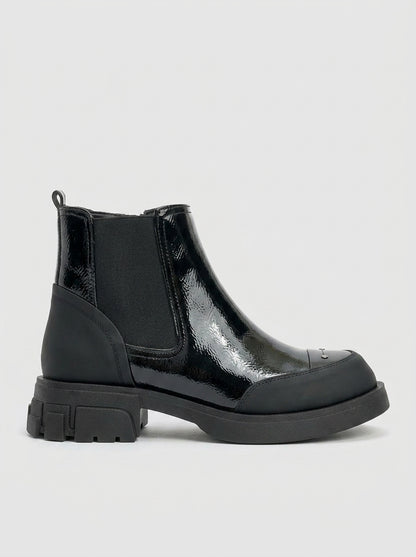Albia - Bota de cremallera de charol negro (Mujer)