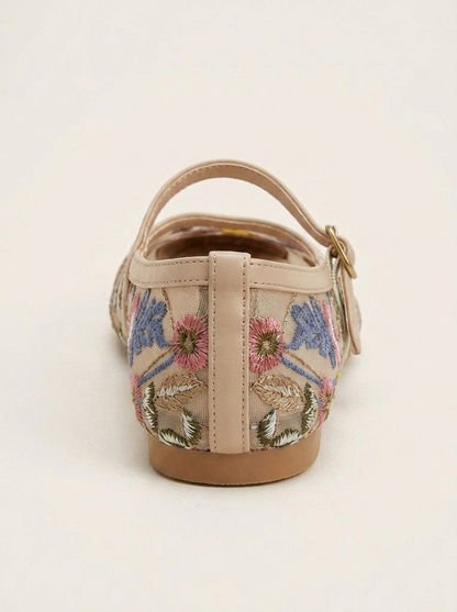 Fauna - Beige Mesh Mary Jane Flats