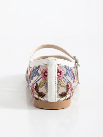 Fauna - White Mesh Mary Jane Flats