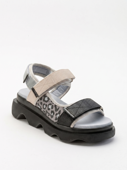 Tedy - Grey Velcro Strap Sandal (Women)