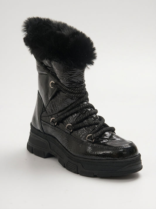 Rosie Black Fur-Lined Winter Boot (Women)