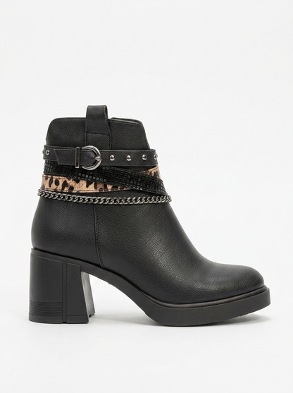 Bolivia - Bota de tacón con cadena y hebilla negra (Mujer)