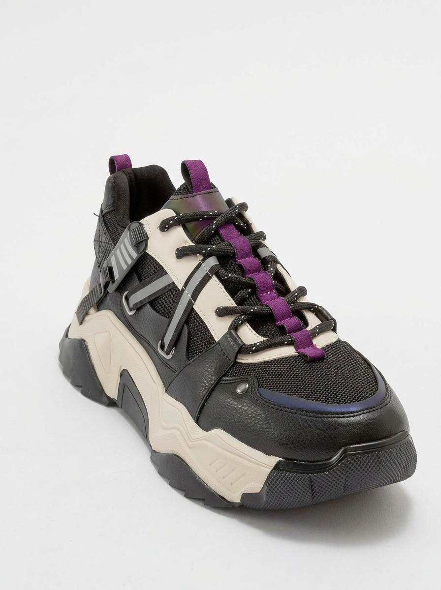 Maggie - Zapatillas deportivas negras y moradas (mujer)