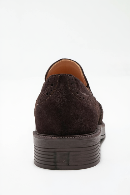 Alex - Mocasines de borlas de cuero de gamuza marrón (Mujer)