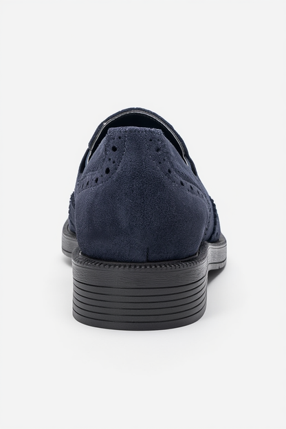 Alex - Navy Suede Leather Tassel Loafers (Women)