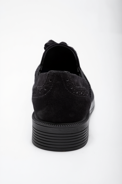 Alex - Mocasines de borlas de cuero de ante negro (Mujer)