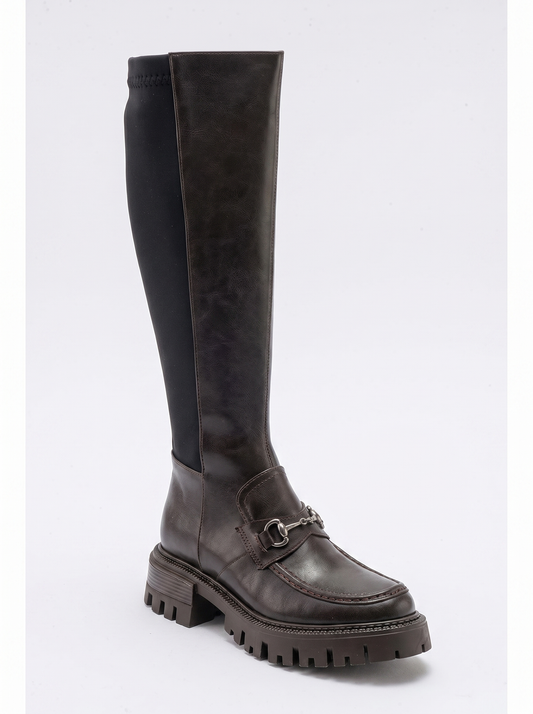 Chapel - Brown Buckle Stretch Boot (Women)