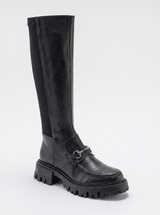 Chapel - Black Buckle Stretch Boot (Women)