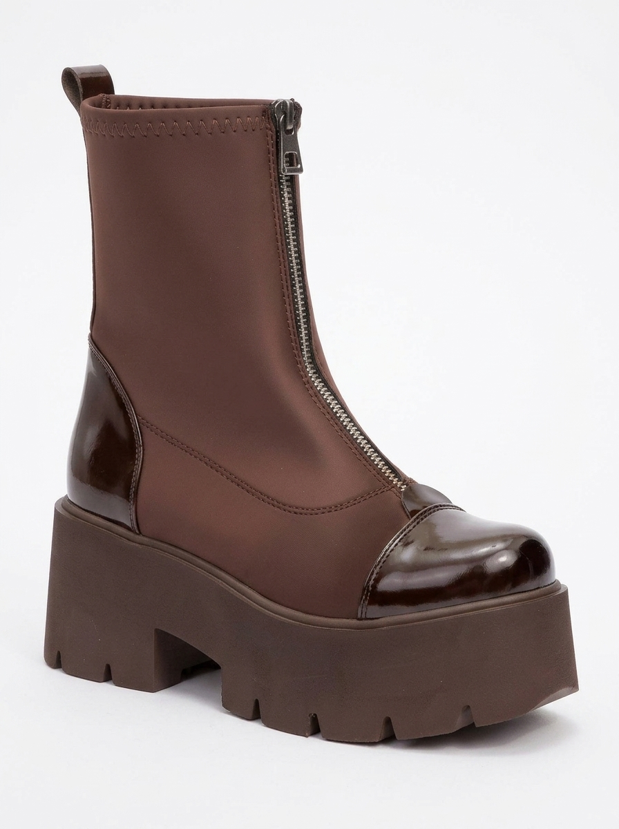 Bota gruesa de patente Bray Brown (Mujer)