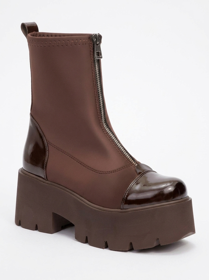 Bota gruesa de patente Bray Brown (Mujer)