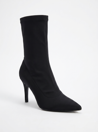 Thalin - Bota stiletto negra elástica con cremallera lateral (mujer)