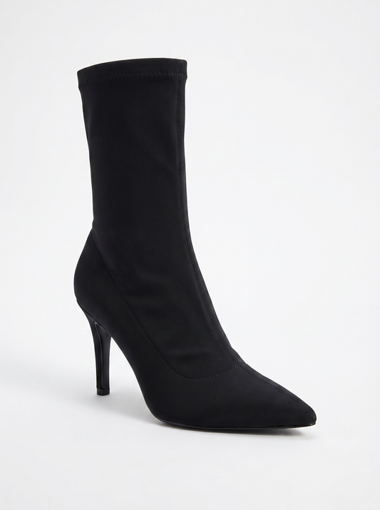 Thalin - Black Stretch Side-Zip Stiletto Boot (Women)