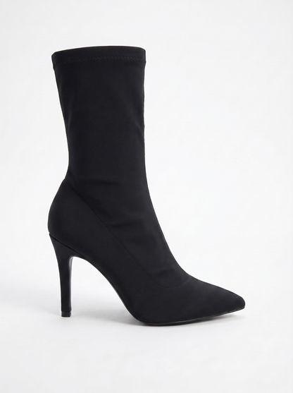 Thalin - Bota stiletto negra elástica con cremallera lateral (mujer)