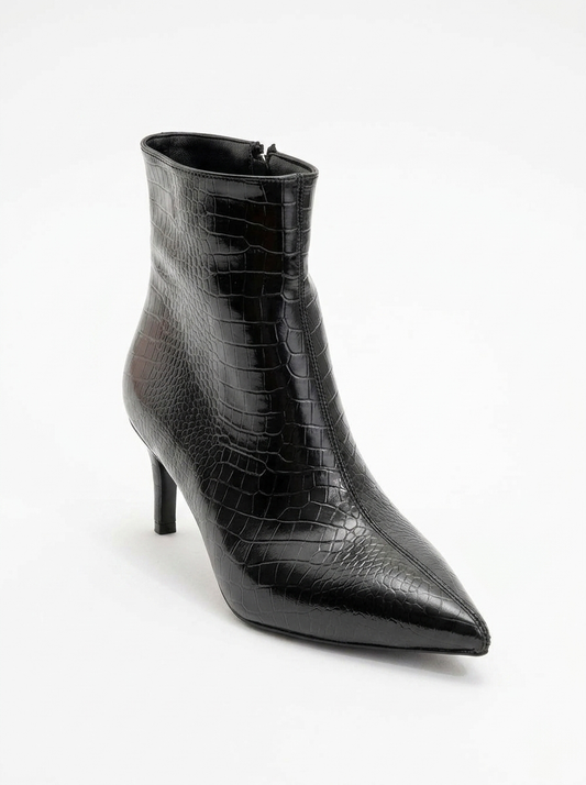 Noya Black Pattern Stiletto Boot (Women)