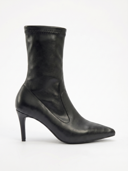 Thalin - Bota de tacón de aguja con cremallera lateral negra (Mujer)
