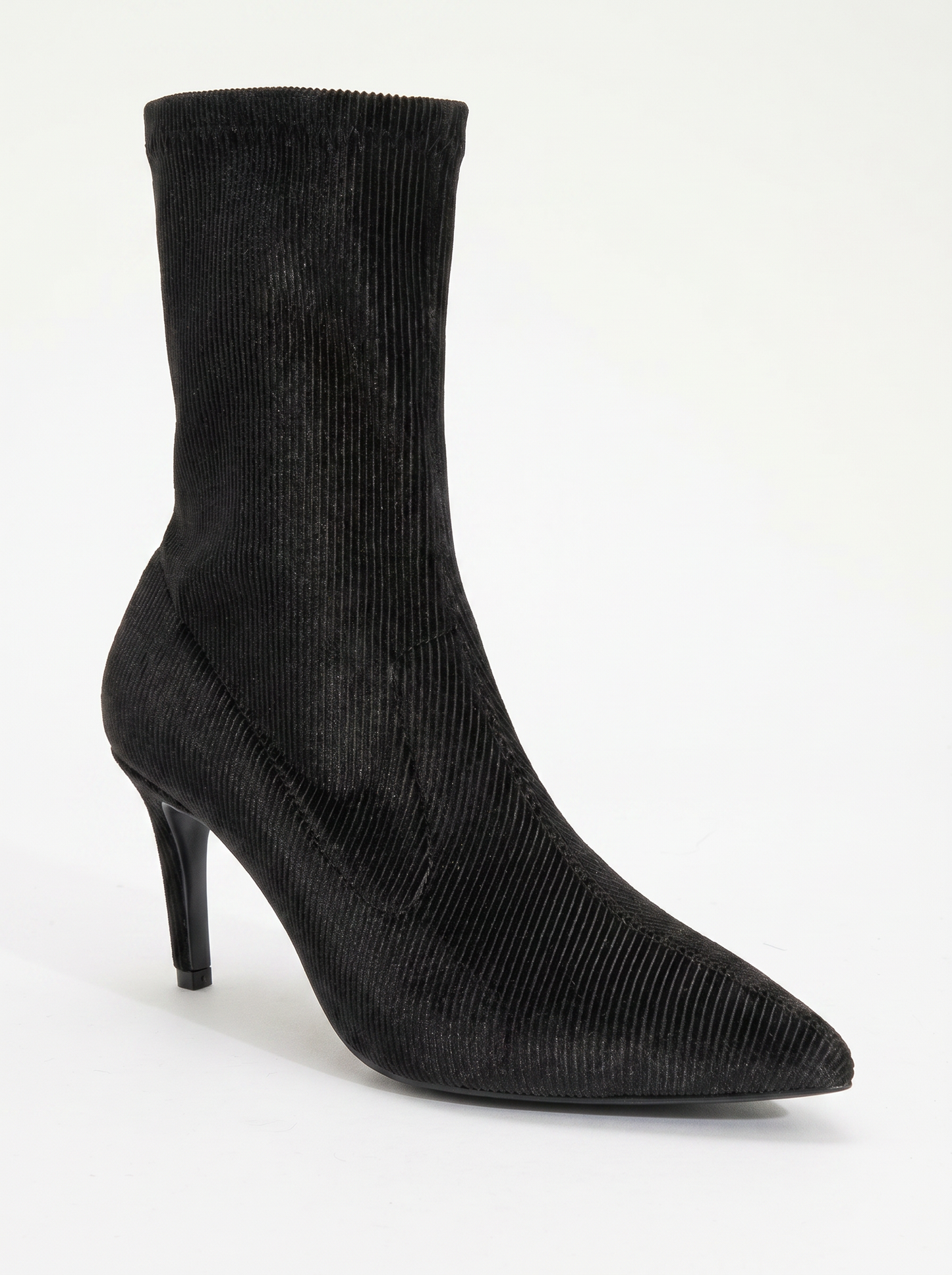 Thalin - Botín de aguja de terciopelo negro con cremallera lateral (Mujer)