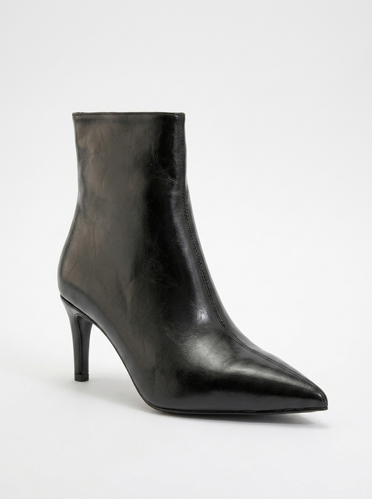 Noya - Black Pointed Toe Slim Heel Boot (Women)