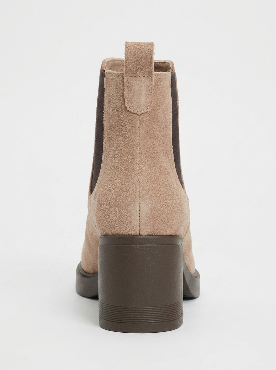 Loves - Bota Chelsea con plataforma de gamuza beige (Mujer)
